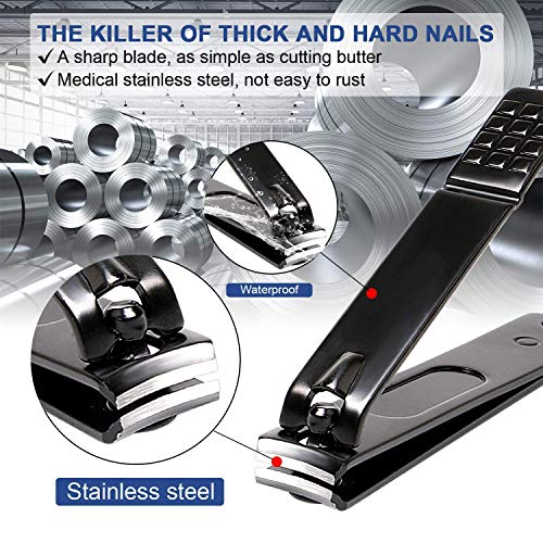 Manicure Kit Nail Clippers Set Stainless Steel Professional Pedicure Black 16 in 1 Grooming Kit Nail Scissors Cutter Ear Pick Tweezers Nose Hair Scissors Eyebrow for Man&Women gift (navy_16 in1)