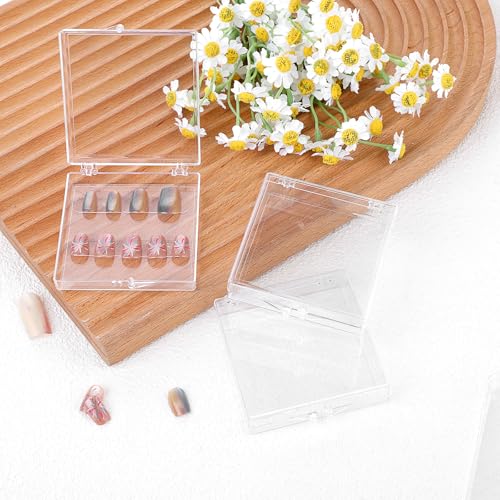 30 Pcs Press On Nail Packaging Box with 60 Pcs Adhesive Double Sided Tape Artificial Nail Display Storage Box Acrylic Nail Display Box Nail Box Organizer Case for Nail Salon