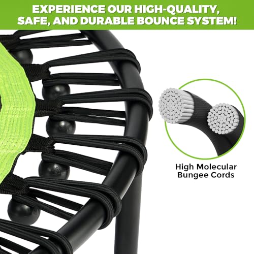 ONETWOFIT Foldable Rebounder Trampoline for Adults，45” Mini Fitness Trampoline, Stable & Quiet Exercise Trampoline with Durable Bungees Personal Indoor Garden Workout, Max Load 330lbs