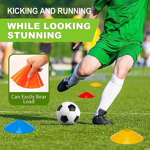 Ashsajkd Orange Soccer Cones(Set of 50)-Agility Soccer Cones,Disc Soccer Cones with Carry Bag & Strap,Flexible & Heavy Duty, Cones for Sports Training, Football,Basketball, Indoor& Outdoor Activities