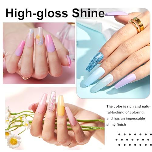 Summer Dip Powder Nail Kit Starter, 20 Neon Bright Blue Yellow Colors with Dipping Powder Base/top Coat Activator Liquid Set No Needed Nail Lamp Curing for French Nail Art Salon DIY Home