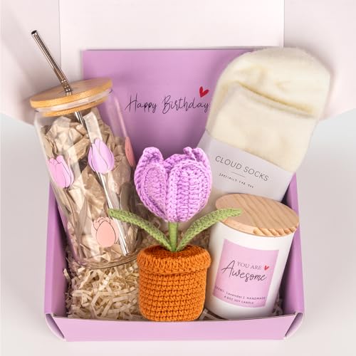 Birthday Gifts for Women, Self Care Gifts Get Well Soon Gifts, Gift Basket for Women, Teen Girls Gifts, Care Package Tulip Basket for Her, Mom, Sister, Best Friend, Wife, Girlfriend, Coworker