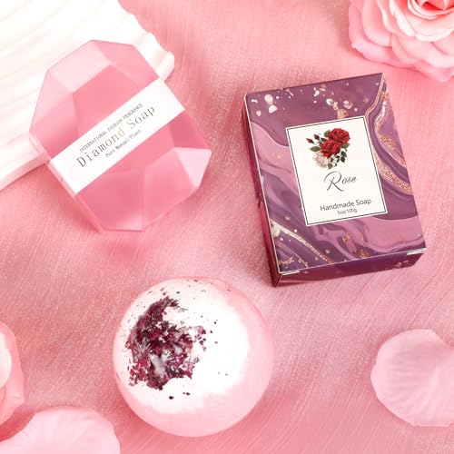 Birthday Gifts for Women, 12 PCS Unique Relaxing Spa Self Care Box Get Well Soon Gifts Baskets, Mothers Day Gifts for Mom, Wife, Girlfriend, Friends, Her Fantasy Box (Pink)