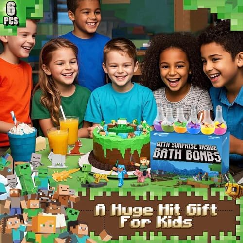 Bath Bombs for Kids: Bath Bombs with Toys Inside, Organic Bath Bomb Rich in Natural Essential Oils, Kids Bath Bomb Gift Set for Dry Skin Moisturize, Kid Bath Toys (6 Pcs)