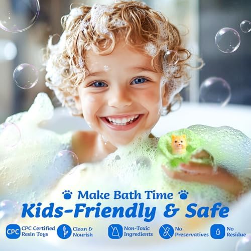 24 Pack Puppy Bath Bombs for Kids – Each with Surprise Puppy Figurine Inside, 12 Unique Scents, Bath Bombs with Toys, Gentle on Skin, Birthday Party Favors & Summer Gifts for Boys and Girls