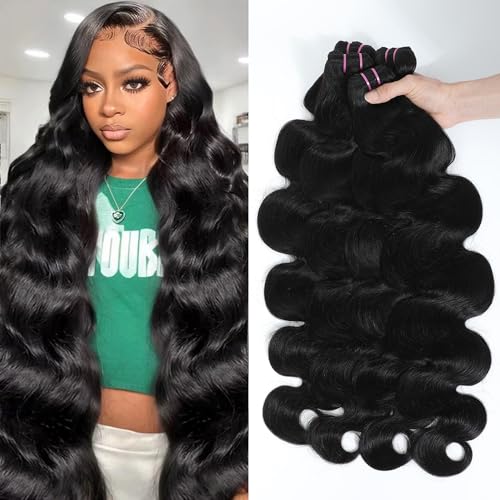 15A Raw Human Hair Bundles 18 20 22 24 Inche Body Wave Human Hair,Triple Lifespan Indian Virgin Hair,No Tangle Shedding,Multiple Washes Keep Texture Silky Soft