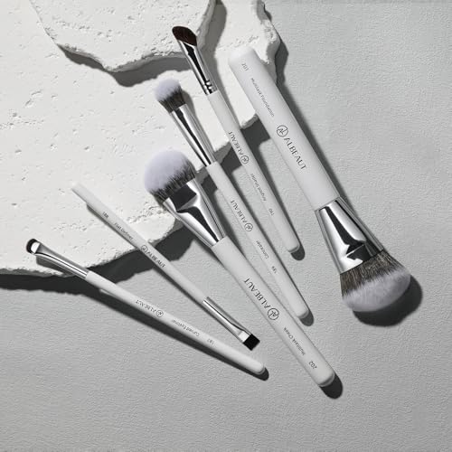 Face Makeup Brush Set 6PCS, Angled Cream Foundation Liquid Blush Brush Concealer Brush Under Eye, Nose Contour Eyeliner & Brow Brush