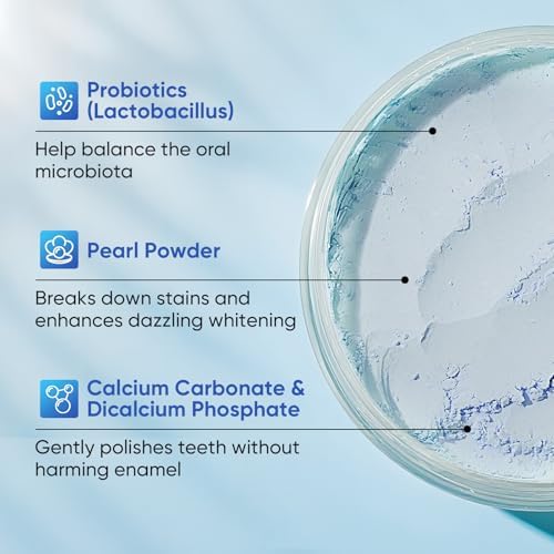 Teeth Whitening Powder Upgraded– Probiotic Pearl Whitening Tooth Powder, Fluoride-Free Toothpaste for Coffee & Tea Stain Removal, 360° Clean Teeth, Fresh Breath