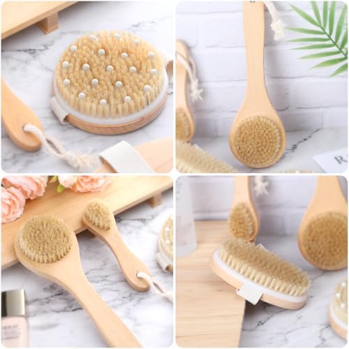 4 Pcs Dry Brush Set, Dry Brushing Body Brush for Lymphatic Drainage, Dry Brush for Body Lymphatic Drainage, Dry Body Brush, Body Dry Brush, Skin Brush for Dry Brushing, Dry Brushes
