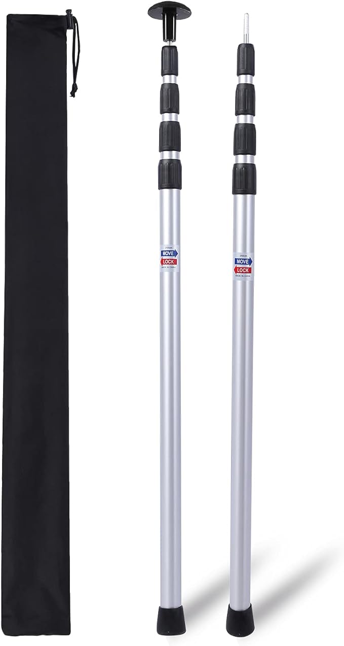 REDCAMP 33-98'' Aluminum Adjustable Camping Tarp Poles, Set of 2, 90" Telescoping Lightweight Tent Poles for Shelter, Hammock Rain Fly, Awning