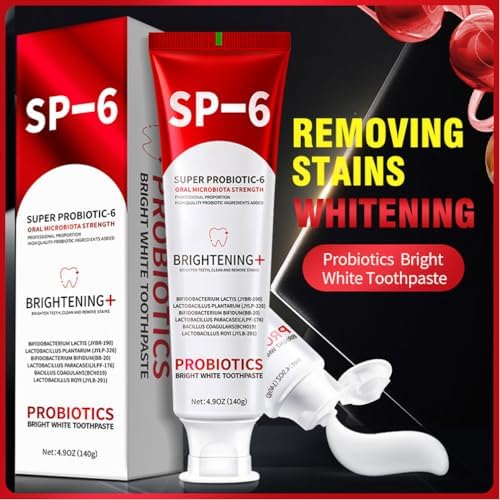 SP-6 Probiotic Whitening Toothpaste - Enhanced Formula with 6 Probiotics for Teeth Whitening and Gum Health - Enamel-Safe, Fluoride-Free, Fresh Mint Flavor,3 PCS