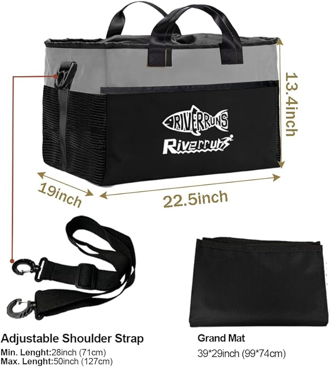 Riverruns Fishing Hunting Wader Bag with Vented Mesh, Waders Boots Bag, Fly Fishing Backpack for Fishing, Hiking, Camping