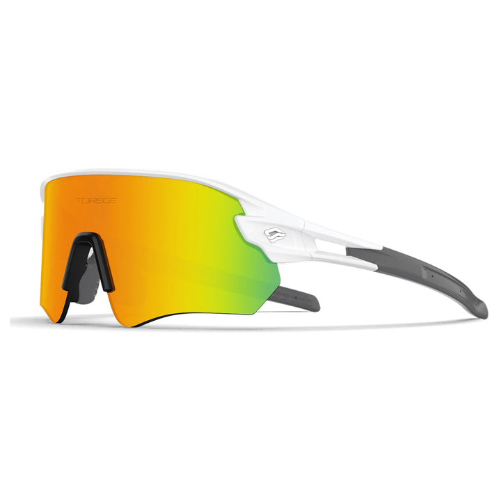 Sunglasses for Men Women Bike Cycling Fishing Running Driving Mountaineering Sports Sunglasses UV Protecting Non-Polarized Z87 TR02EV (White Grey&Orange REVO)