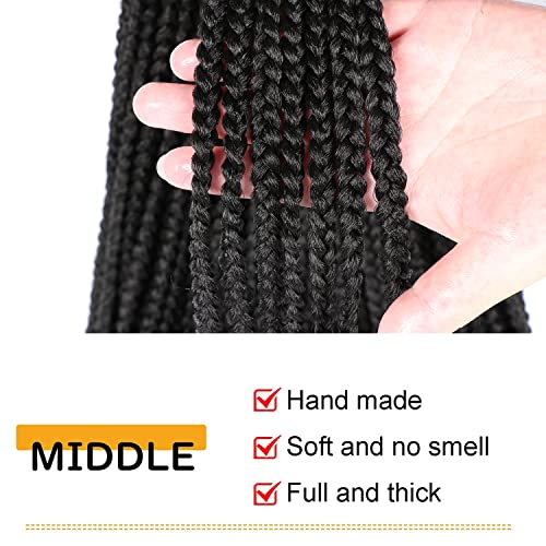 7 Packs Goddess Box Braids Crochet Hair 18 Inch Prelooped Crochet Box Braids Crochet Hair for Black Women Braiding Hair (18 Inch 7 Packs, #1B)
