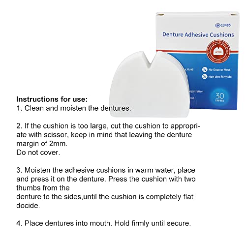 120 Pads (4 Pack) Free Long-Lasting Upper Denture Adhesive Cushion, Denture Adhesive Soft Pad for Secure Hold and Food Seal (Upper)