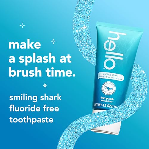 hello Smiling Shark Fluoride Free Kids Toothpaste, Natural Fruit Punch, 4.2 Oz Tube (Pack of 3)