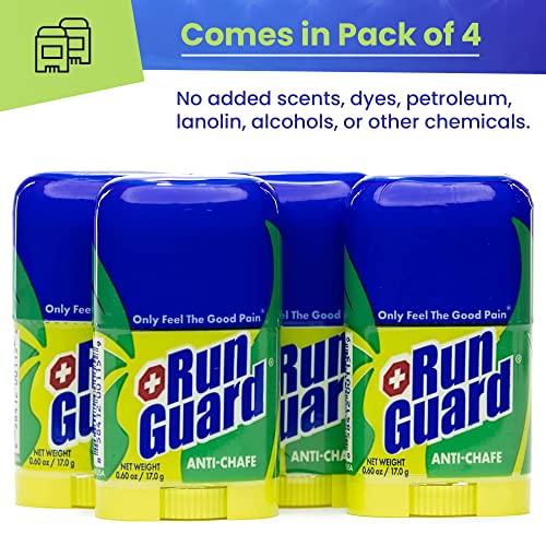 Anti-Chafing Stick - Made with 100% Plant-Based Ingredients Plus Beeswax. Works for All Distance Runners from 5K Walks/Runs to 100 Mile Ultra Marathons (0.6oz - pack of 4)
