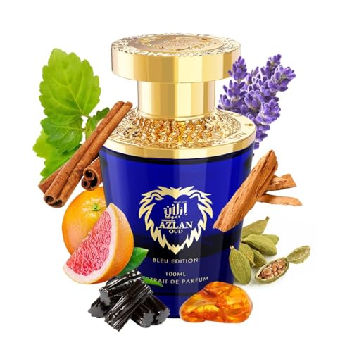 Al Haramain Azlan Oud Bleu - Arabian Perfume for Men - Long Lasting Fragrance with Notes of Cardamom, Cinnamon, Lavender, Patchouli, Sandalwood, Amber - Arabic Cologne - 3.33 oz Eau de Parfum Spray