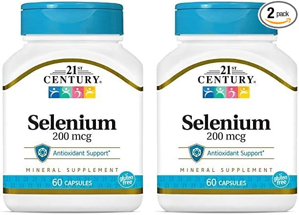 21st Century Selenium 200 mcg Capsules, 60 Count (Pack of 2)
