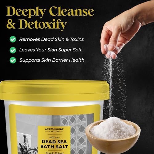 Aromasong Dead Sea Salts for Soaking - 5 Lb. Fine Grain Bath Salt Soak in Bucket