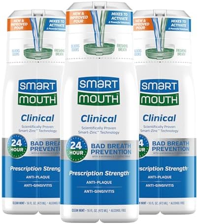 SmartMouth DDS Activated Clinical Mouthwash - for Fresh Breath - Clinical Strength Mouthwash for Gum Health, Gingivitis & More - Clean Mint Flavor, 16 fl oz (3 Pack)