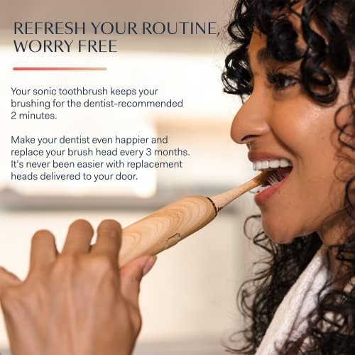 Better & Better Bamboo Sonic Toothbrush Replacement Heads | Replaceable Bamboo Sonic Brush Heads w/Soft, Plant-Based Bristles for High-Polish, Gentle Clean | Whitens Surface Stains & Removes Plaque