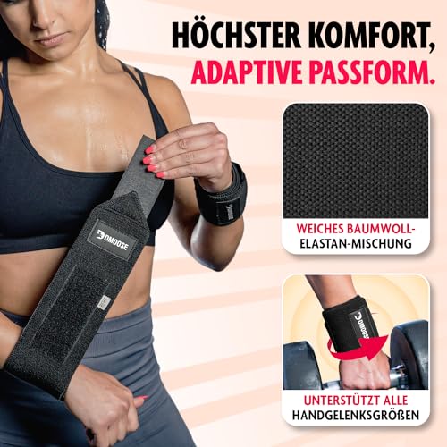 DMoose Lifting Wrist Wraps 12 and 18 Inches Thumb Loops with Wrist Support for Workouts Powerlifting Wrist Straps for Weight Lifting Red Stripes I