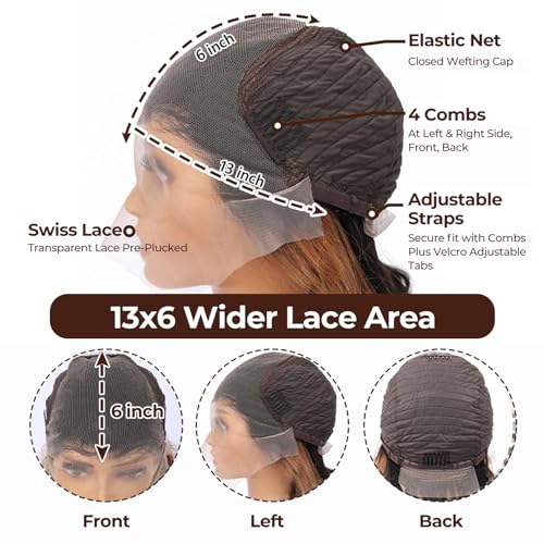 28 Inch 13x6 Ombre Lace Front Wigs Human Hair 200 Density 1B/30 Highlight Ombre 13x6 HD Transparent Lace Front Wigs Human Hair Colored Balayage Wig Body Wave Human Hair Wigs for Women