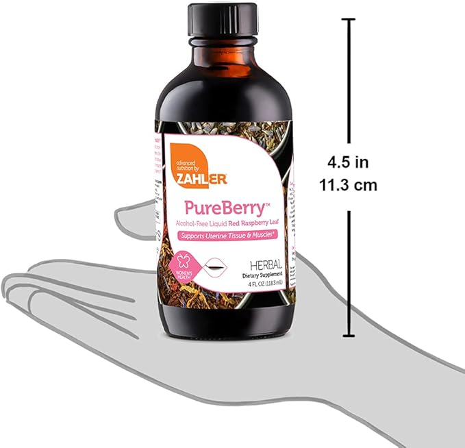 Zahler PureBerry, Liquid RED Raspberry Leaf Supplement which Strengthens Uterine Tissue and Muscles, All Natural Liquid Formula That Promotes Uterine Health, Certified Kosher, 4oz