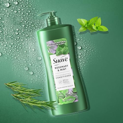 Suave Natural Rosemary & Mint Conditioner, for Strong & Healthy Hair, No Dyes, No Parabens, No Phthalates, 28 oz Pack of 4