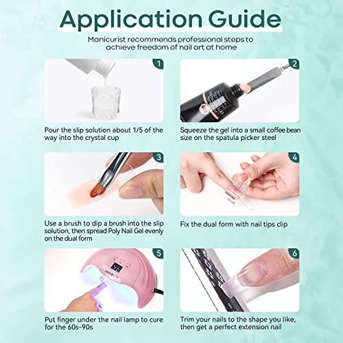 Modelones Slip Solution for Poly Gel, Anti-Stick Gel Nail Extension Complete Kit with Nail Forms Tips Clips Art Tool DIY at Home