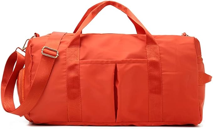 Blackwheel Sports Gym Bag With Shoe Bag Wet Bag Duffle Bag Waterproof Travel Bag for Women Cute Gym Bag Orange 29L