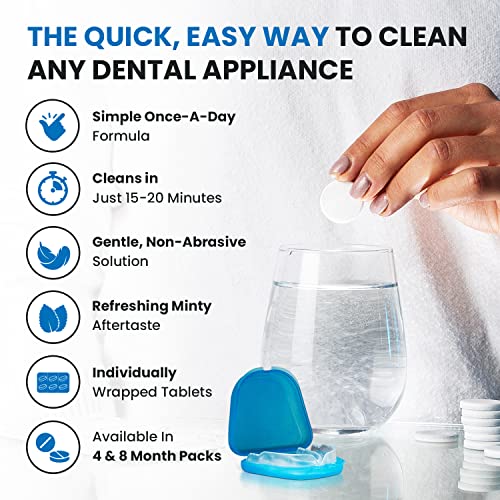 120 units Retainer Cleaner and Denture Cleaning Tablets - Mouthguard cleaner and Denture cleaner tablets Remove Plaque, Odors and Stains from Aligners, Night guard and Removable Dental Appliances
