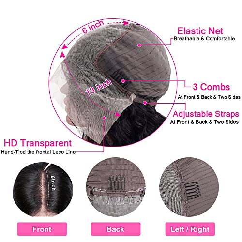 13X6 Bob Wig Human Hair Frontal Lace Wig Glueless Wigs Human Hair Pre Plucked Transparent Bob Lace Front Wigs for Women 150% Density