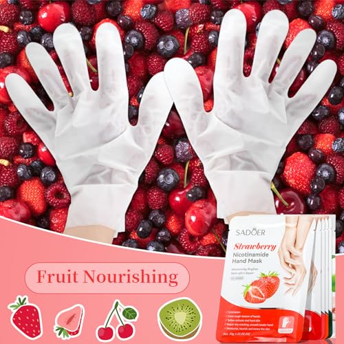 24 Pcs Fruits Beauty Hand Foot Mask Bulk Hydrating Hand Foot Moisturizing Gloves Shea Butter Aloe Mask for Spa Kit Beauty Skincare Gift Beauty Kits for Women