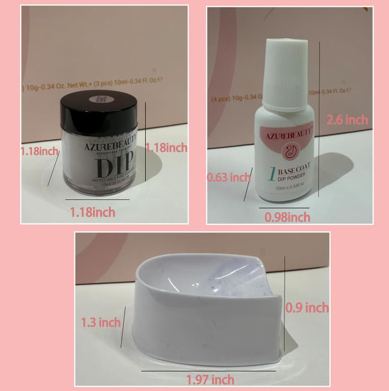 AZUREBEAUTY 4 Colors Dip Powder Nail Kit Starter, Transparent Nude Neutral Pink Glitter, Dipping Powder Set All Seasons, French Nail Art Base Top Coat Activator Liquid Manicure DIY Salon 12 PCS