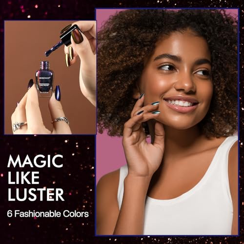 Morovan Fingernail Nail Polish Set: Holographic Metallic Lacquer Air Dry Nail Polish Regular Nail Pack 0.27oz Glitter Finger Nail Bulk Toenail Polish Kit Gift for Women