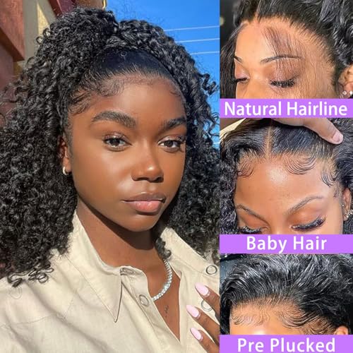14 Inch Bob Wig Human Hair 13x6 Frontal Lace Wig 200% Density HD Lace Front Wigs Human Hair Pre Plucked Short Bob Wigs for Black Women 100% Real Human Hair Curly Natural Black