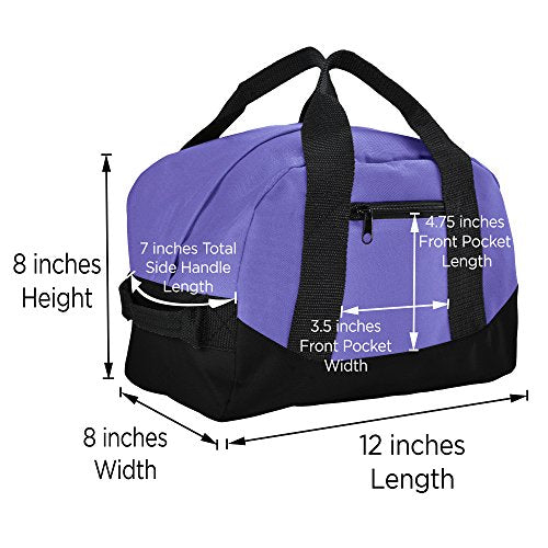 Dalix 12" Mini Two Tone Duffle Bag in Purple and Black