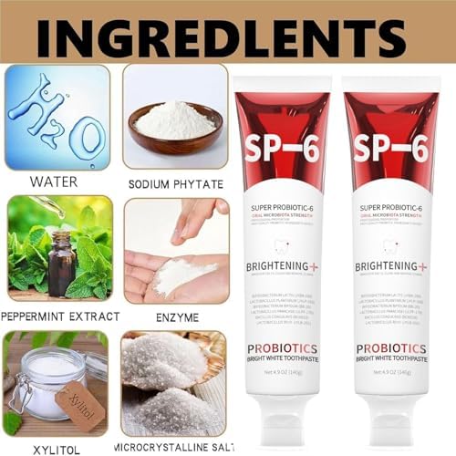 2PCS-SP-6 Whitening Toothpaste, Teeth Whitening, Enamel-Safe, Fluoride-Free, Fresh Mint, Fresh Breath