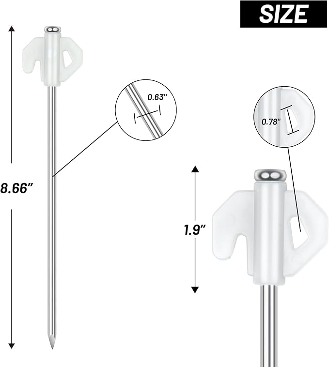 8pcs Heavy Duty Stakes,AVOFOREST in The Dark 8.66 Inch Tent Stakes Portable Camping Stakes for Camping Patio, Garden, Canopies, Grassland, Outdoor