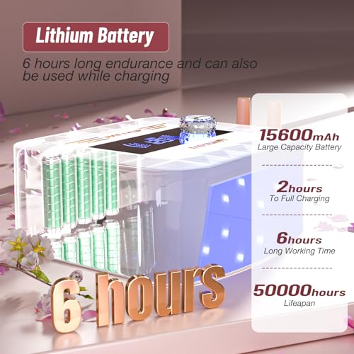 268W UV Nail Lamp Cordless, LadyMisty UV Light for Gel Nails with Convenient Knob, Dual Light Source Precise Curing & LCD Display Screen, Portable Wireless Nail Lamp, Fast Curing for Nail Salon & Home