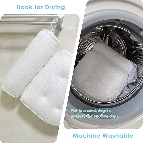 AEROiVi Luxury Bath Pillows for Tub，Bath Pillow Bathtub Pillows for Head and Neck Support Bath Cushion Made from Soft Spacer Mesh Material with Suction Cups