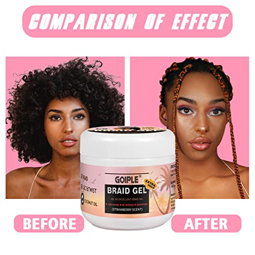 16oz Big Capacity Braid Gel Good for Twist, Locs, Braids, Edge No Flake Extra Hold High Shine Braiding Gel & Edge Control, Loc Gel Long Lasting for Locks, Cornrows Smooths & Tames Frizz