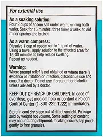 MUHU Equate Multi-Purpose Epsom Salt, Magnesium Sulfate, 128oz (8lb), Scent Free