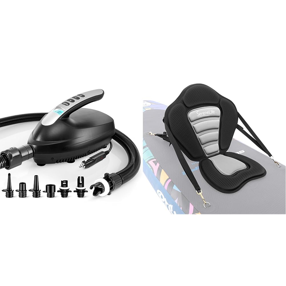 SereneLife Electric Air Pump Bundle for Stand Up Paddle Boarding