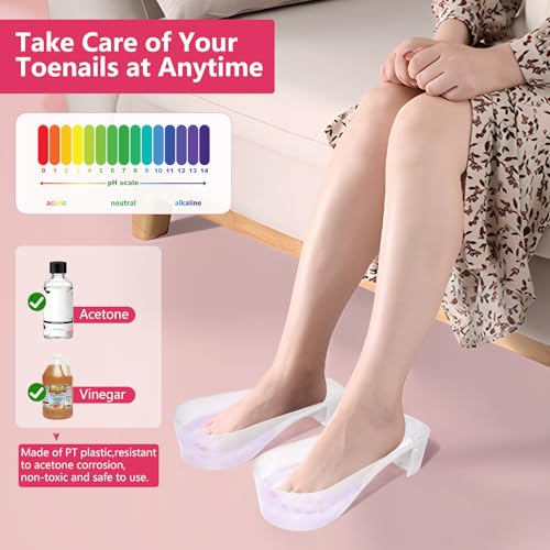 Toe Nail Soaking Bowl Acetone Proof: 1Pair Soak Off Dip Powder Gel Polish Remover - Manicure Bowl for Toenails Soaking with Cuticle Pusher, Cuticle Peeler, Nail File Buffer (Clear)