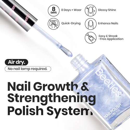 Beetles Pearl Nail Polish Set 6 Colors 15 ML Quick-drying Shimmer Glitter Pearl White Pink Blue Mermaid Nail Polish Kit, Spring Pastel Iridescent DIY Manicure Gift for Women