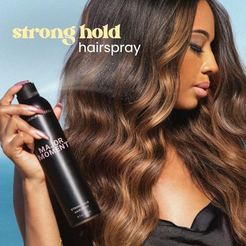 Beachwaver Major Moment Strong Hold Hairspray - Full Size (8.3 Oz) | Extra-Strength Vegan Hairspray For Long-Lasting Styles w/Brushable Finish - Removes Frizz & Locks In Style | Bali Beach Night