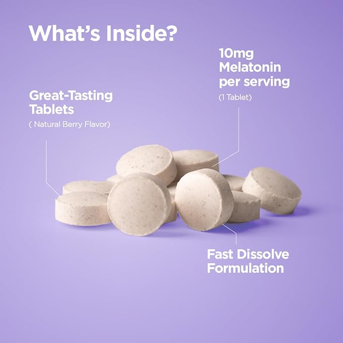 Balancebreens Melatonin 10mg Fast-Dissolve, 120 Tablets – Natural Sleep Aid for Restful Nights, Drug-Free Support for Relaxation and Tranquility